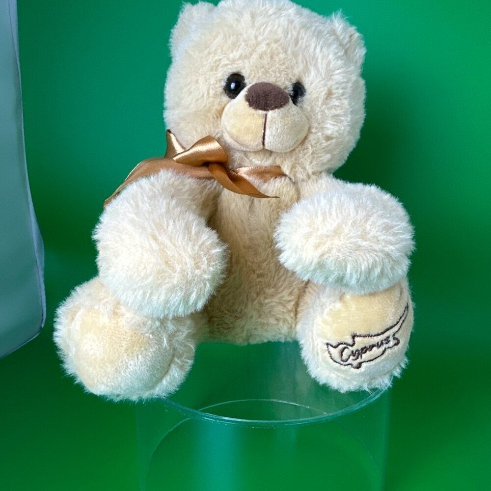 PLUSH TEDD BEAR WITH ROBBON AND EMBROIDERED "CYPRUS" ON THE LEFT PAW - Picture 2 of 9
